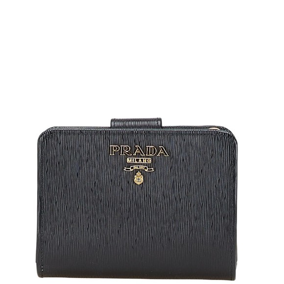 Prada zipper leather black bifold Wallet - Picture 1 of 8